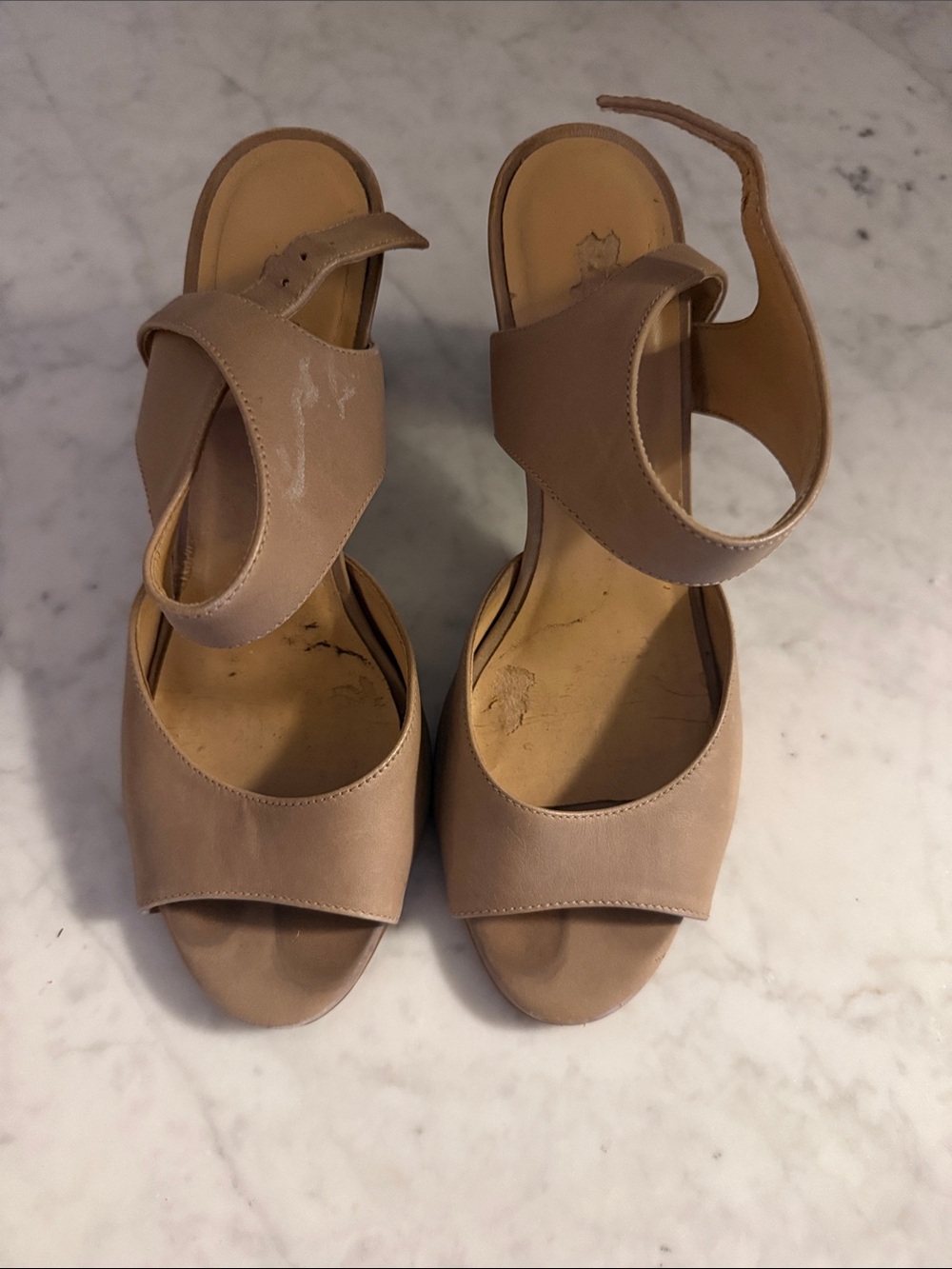 Talbots Nude/Tan Ankle Strap Open-Toe Heels